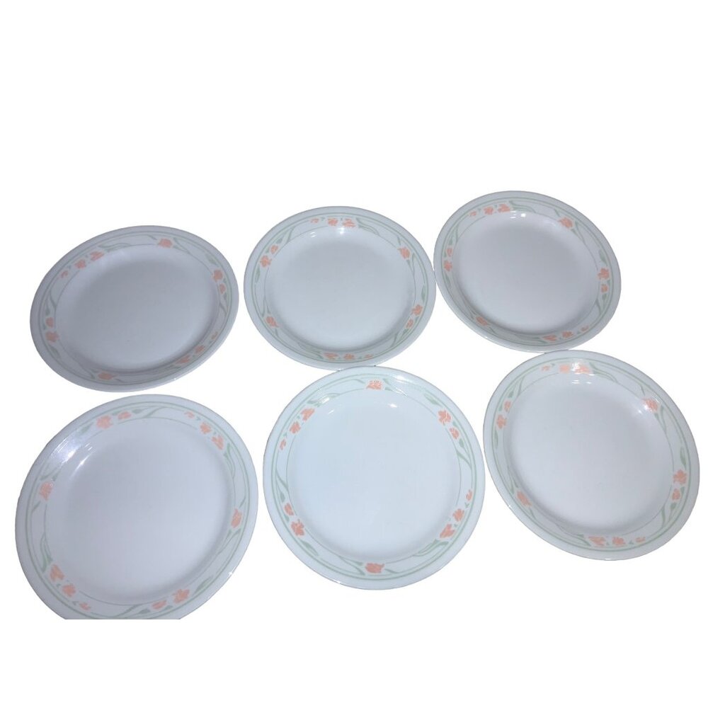Corelle Peach Garland Bread and Butter Plates Set of 6 - Picture 1 of 6